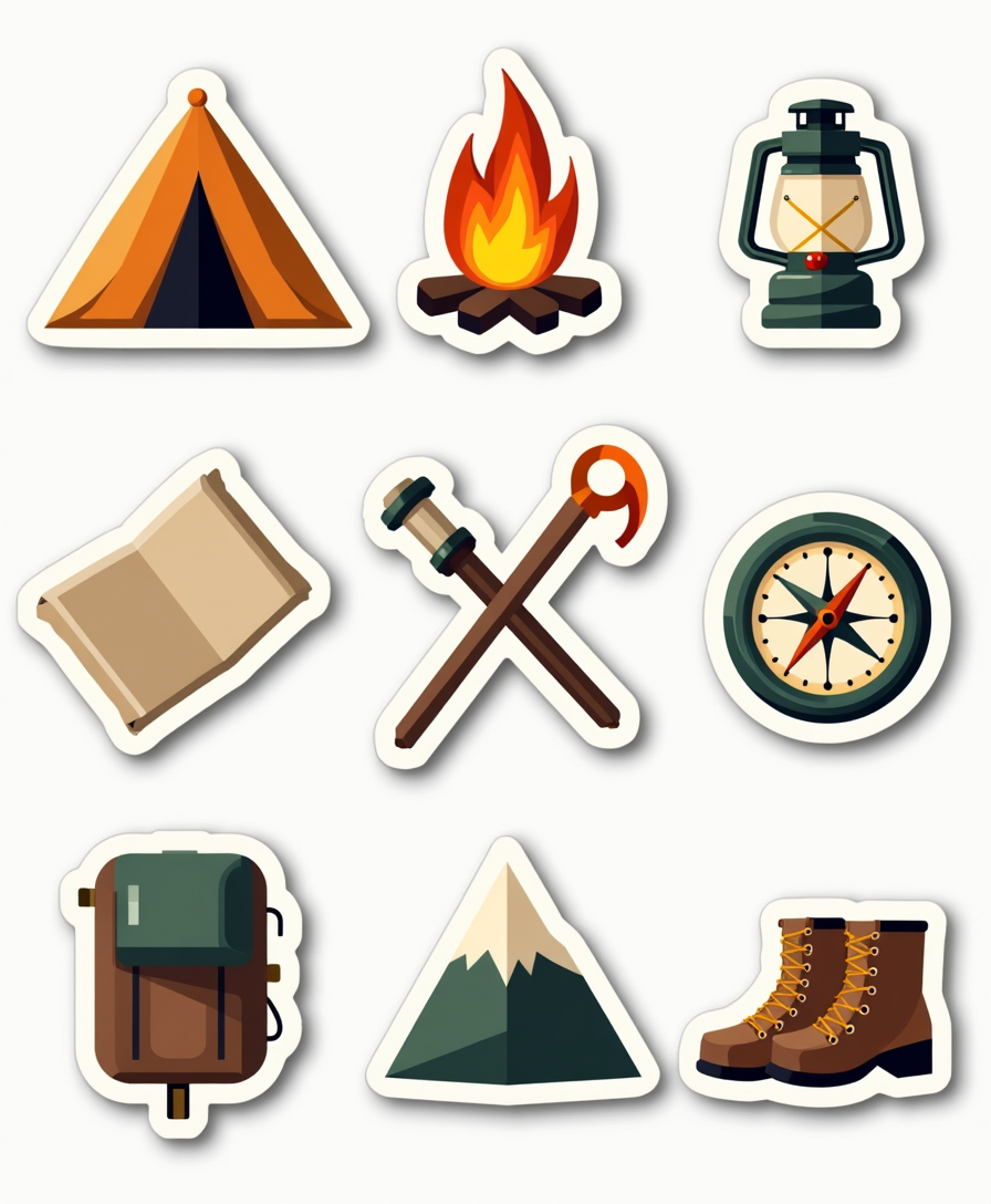 Camping & Adventure - Sticker Sheet v7